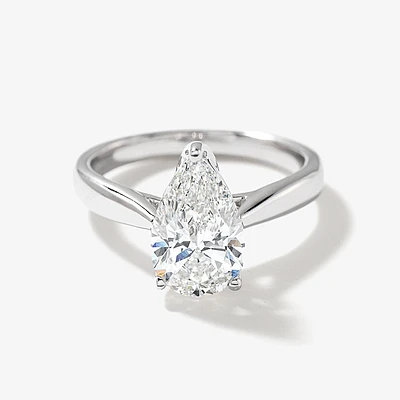 Lab Grown Pear Cut Diamond Engagement Ring 14K White Gold (2.00 ct
