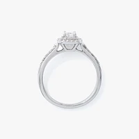 Double Halo Princess Diamond Engagement Ring 14K White Gold (0.50ct