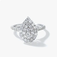 White Gold Pear Shape Diamond Cluster Ring 10K (0.75ct t