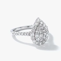 White Gold Pear Shape Diamond Cluster Ring 10K (0.75ct t