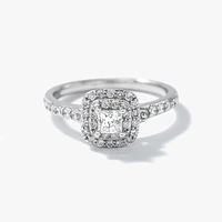 Double Halo Princess Diamond Engagement Ring 14K White Gold (0.50ct