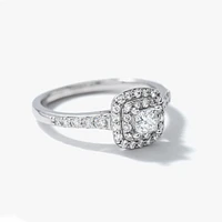 Double Halo Princess Diamond Engagement Ring 14K White Gold (0.50ct