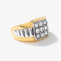 Men’s 10K Two-Tone Yellow and White Gold Diamond Cluster Ring (0.25ct