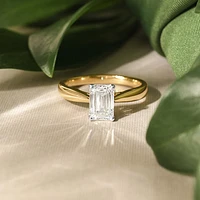 Lab Grown Emerald Cut Diamond Engagement Ring 14K Yellow Gold (1.50