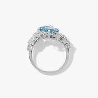 Blue Topaz Bypass Ring in 10K White Gold