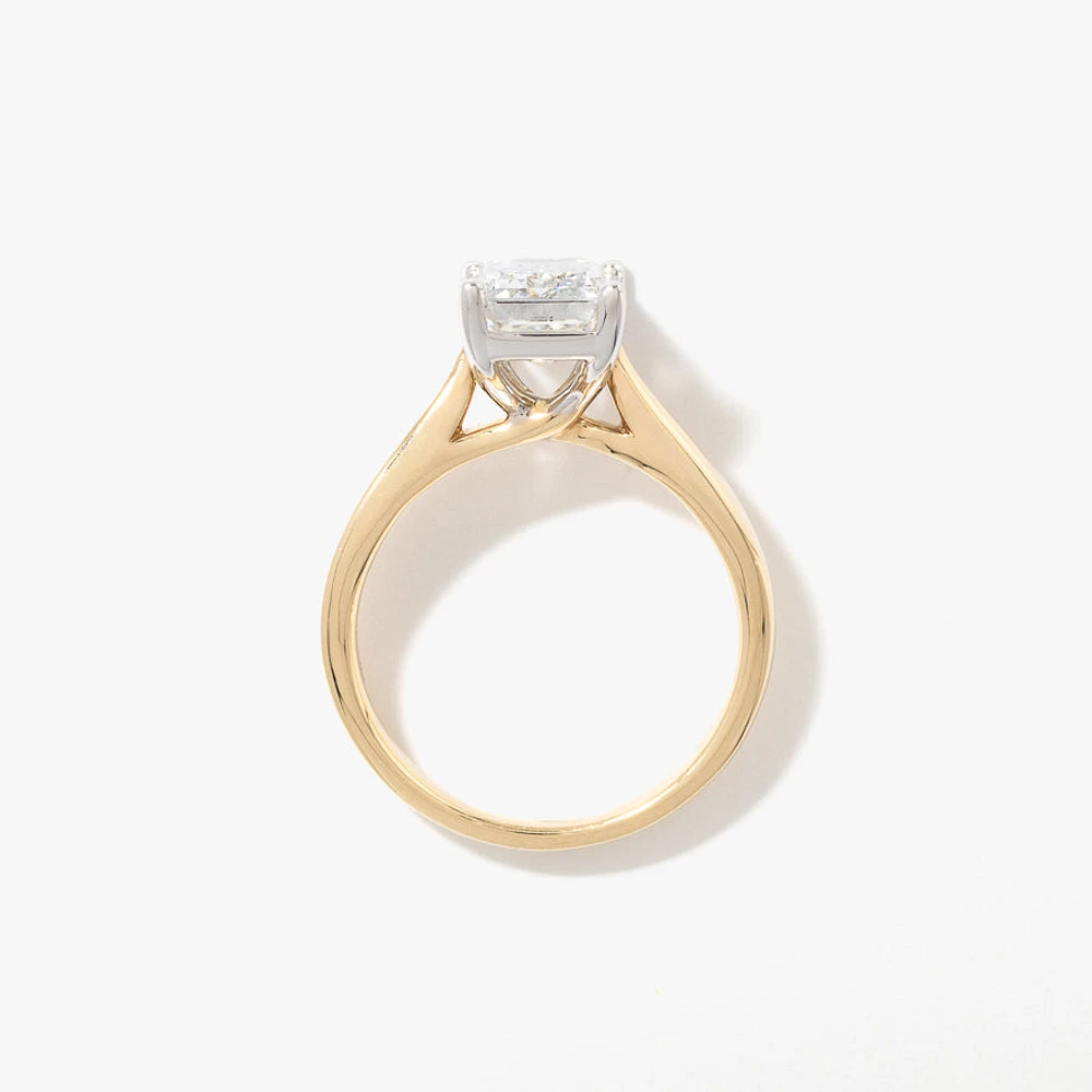 Lab Grown Emerald Cut Diamond Engagement Ring 14K Yellow Gold (3.00