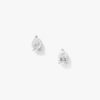 Lab Grown Pear Shape Diamond Stud Earrings in 14K White Gold (1.00 ct