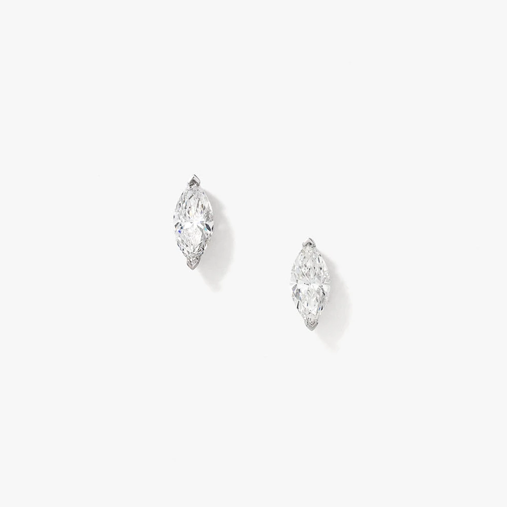 Lab Grown Marquise Diamond Stud Earrings in 14K White Gold (1.00 ct tw