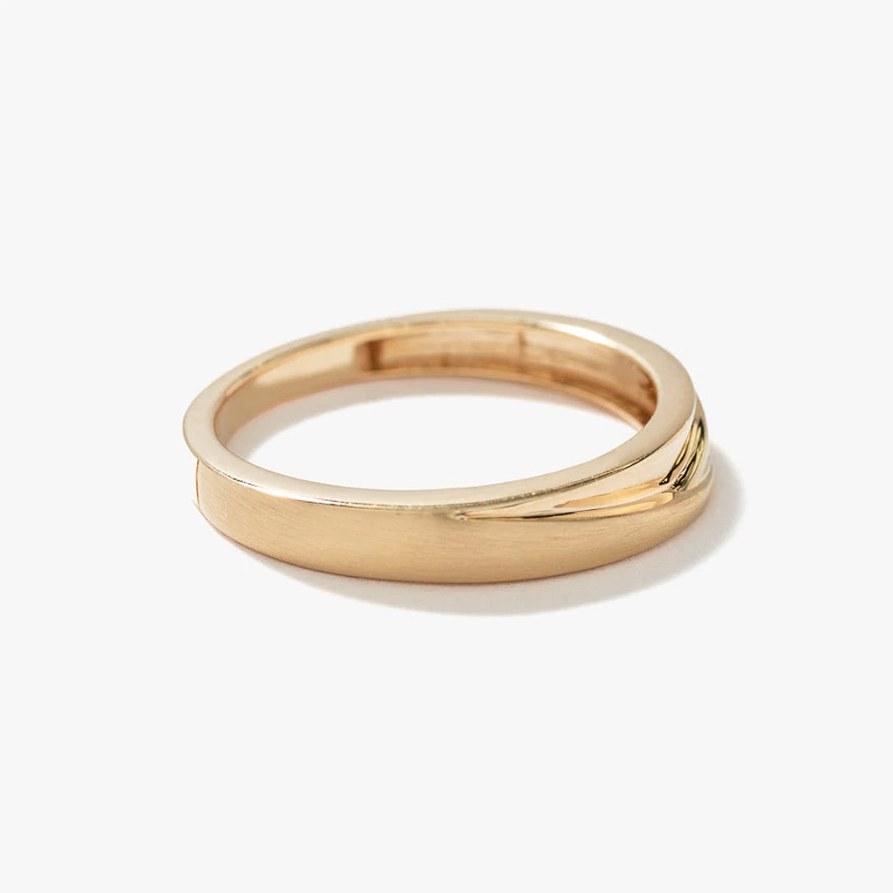 Ladies Brushed 10K Yellow Gold Band