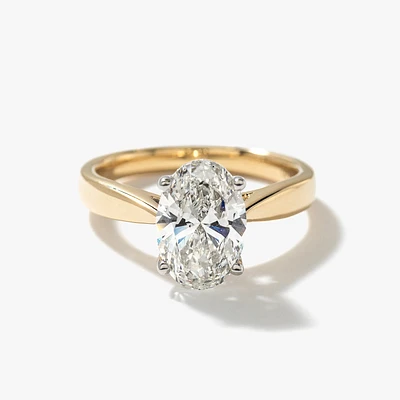 Lab Grown Oval Cut Diamond Engagement Ring 14K Yellow Gold (2.00 ct