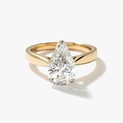 Lab Grown Pear Cut Diamond Engagement Ring 14K Yellow Gold (2.00 ct