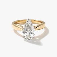 Lab Grown Pear Cut Diamond Engagement Ring 14K Yellow Gold (2.00 ct