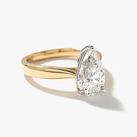 Lab Grown Pear Cut Diamond Engagement Ring 14K Yellow Gold (2.00 ct