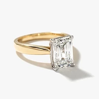 Lab Grown Emerald Cut Diamond Engagement Ring 14K Yellow Gold (3.00