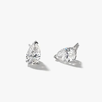 Lab Grown Pear Shape Diamond Stud Earrings in 14K White Gold (1.00 ct