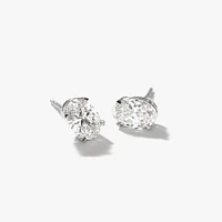 Lab Grown Oval Diamond Stud Earrings in 14K White Gold (1.00 ct tw)