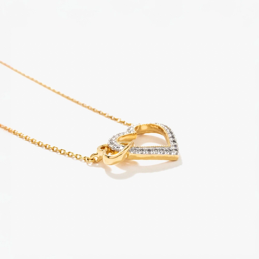10K Yellow Gold Diamond Heart Necklace (0.12 ct tw)