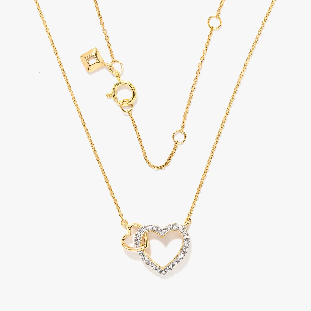 10K Yellow Gold Diamond Heart Necklace (0.12 ct tw)