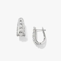 J Hoop Diamond Cluster Earrings in 10K White Gold (1.00 ct tw)