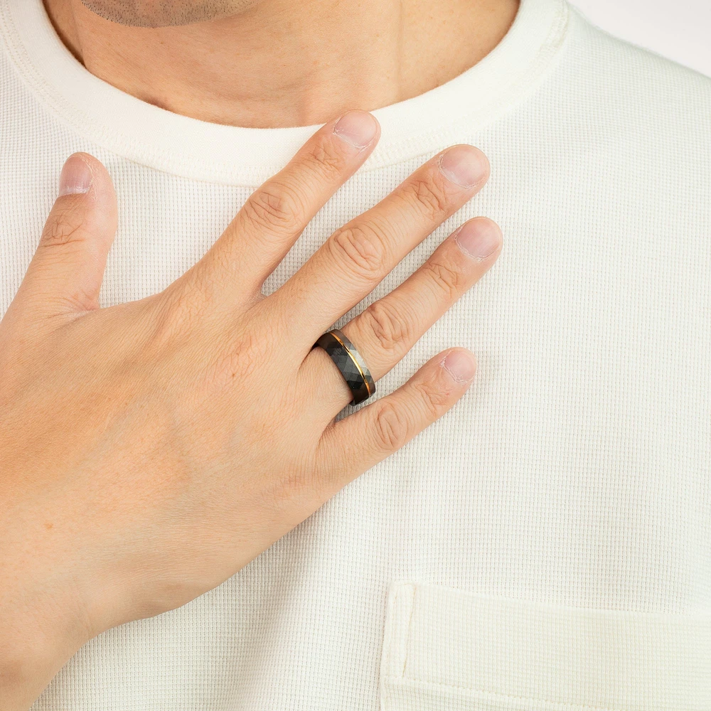 Men's 8mm Faceted Tungsten Ring - Size 10