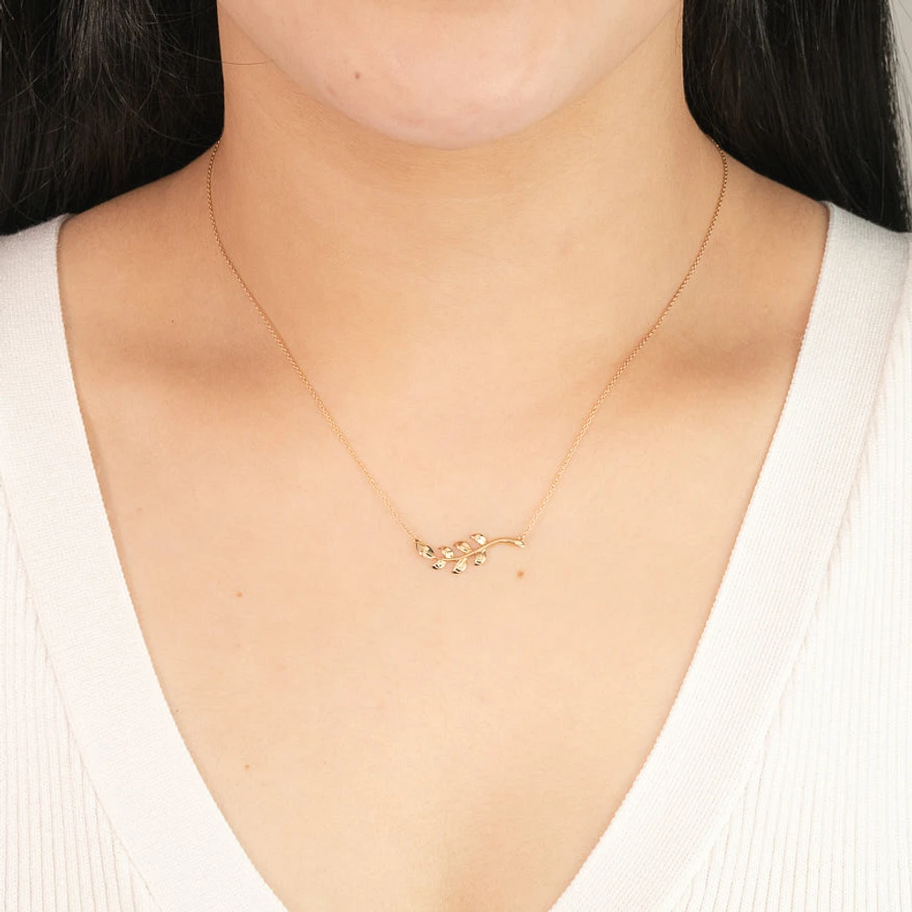 Leaf Vine Necklace in 10K Yellow Gold