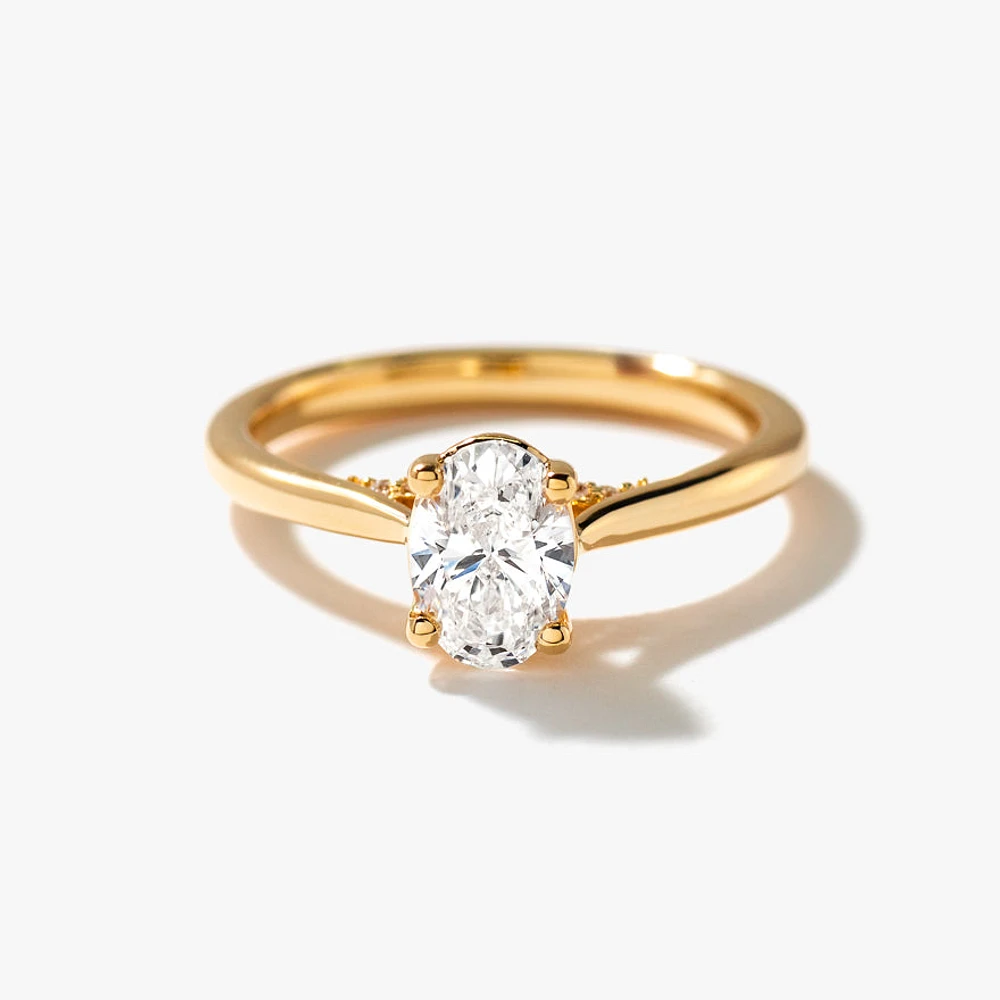 Lab Grown Oval Cut Diamond Engagement Ring 14K Yellow Gold (0.82 ct