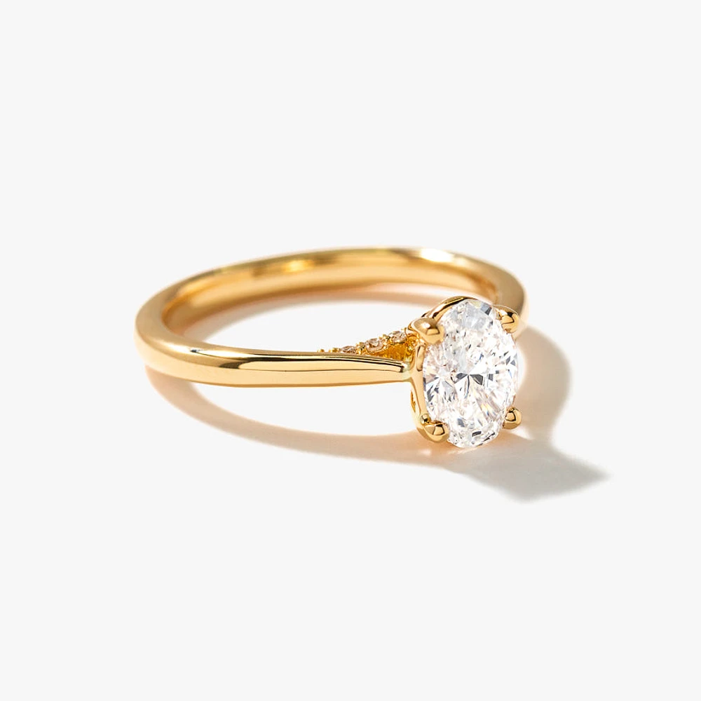 Lab Grown Oval Cut Diamond Engagement Ring 14K Yellow Gold (0.82 ct