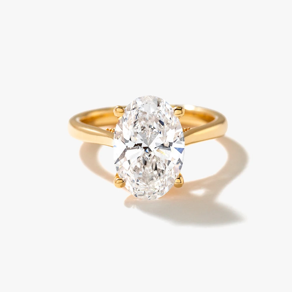 Lab Grown Oval Cut Diamond Engagement Ring 14K Yellow Gold (3.07 ct