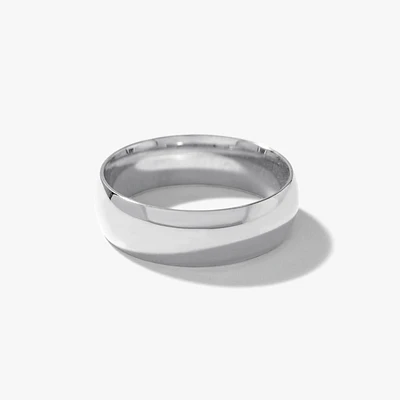 Low Dome Comfort Fit Wedding Band 10K White Gold (6MM)