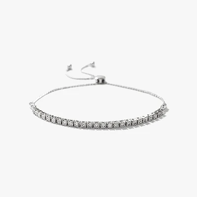 Diamond Bolo Bracelet in 10K White Gold (0.20 ct tw)