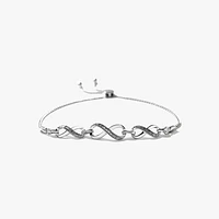 Infinity Bolo Style Bracelet in 10K White Gold (0.05 ct tw)