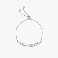 Infinity Bolo Style Bracelet in 10K White Gold (0.05 ct tw)