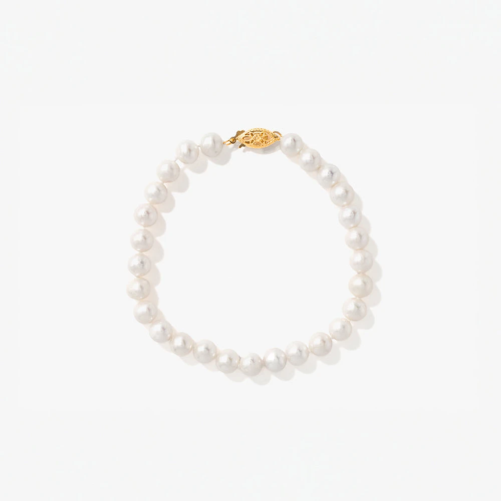 7.5" Cultured Pearl Bracelet in 14K Yellow Gold