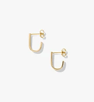 J-Hoop Stud Earrings in 10K Yellow Gold