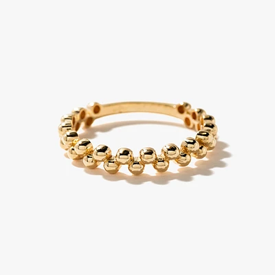 Ladies Beaded Ring 10K Yellow Gold