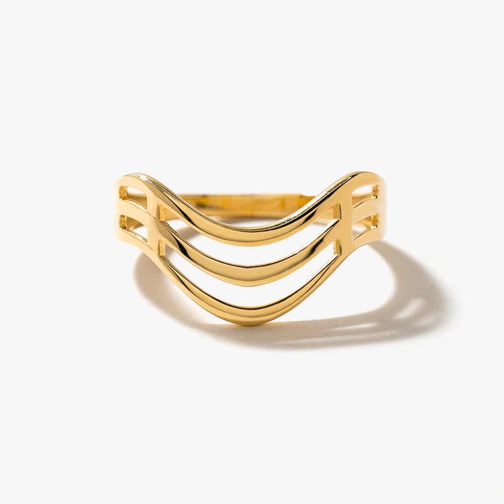 Ladies Triple Wave Ring 10K Yellow Gold