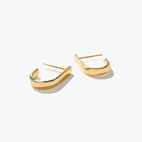 J-Hoop Stud Earrings in 10K Yellow Gold