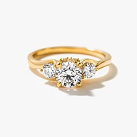 Lab Grown Round Cut Diamond Engagement Ring 14K Yellow Gold (1.00 c