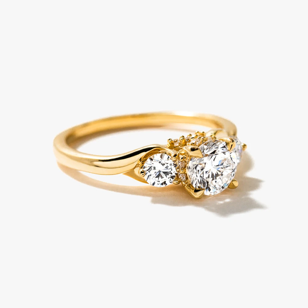 Lab Grown Round Cut Diamond Engagement Ring 14K Yellow Gold (1.00 c