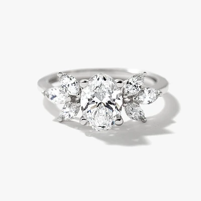 Lab Grown Oval Diamond Engagement Ring in 14K White Gold (1.54 ct tw)