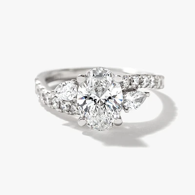 Lab Grown Oval Cut Diamond Engagement Ring 14K White Gold (2.25 ct