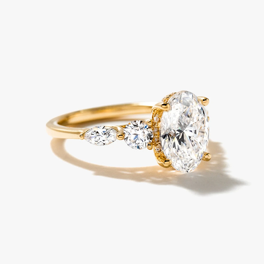 Lab Grown Oval Cut Diamond Engagement Ring 14K Yellow Gold (2.75 ct