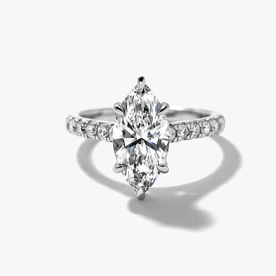 Lab Grown Marquise Cut Diamond Engagement Ring 14K White Gold (2.50