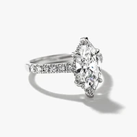 Lab Grown Marquise Cut Diamond Engagement Ring 14K White Gold (2.50