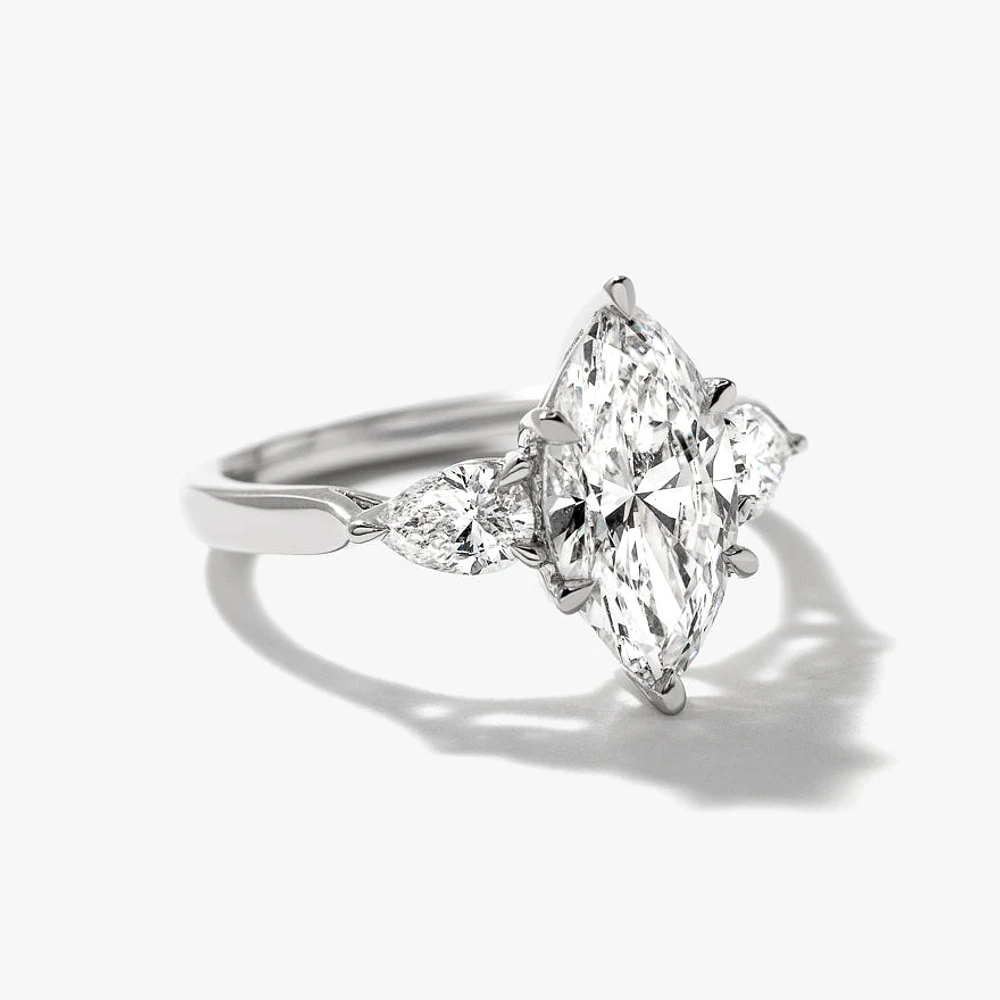 Lab Grown Marquise Cut Diamond Engagement Ring 14K White Gold (2.50