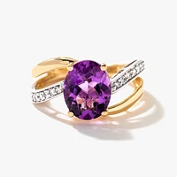 Amethyst Ring 10K Yellow and White Gold