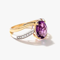 Amethyst Ring 10K Yellow and White Gold