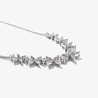 XO Diamond Cluster Necklace with Double Chain in 10K White Gold (0.50