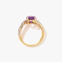 Amethyst Ring 10K Yellow and White Gold