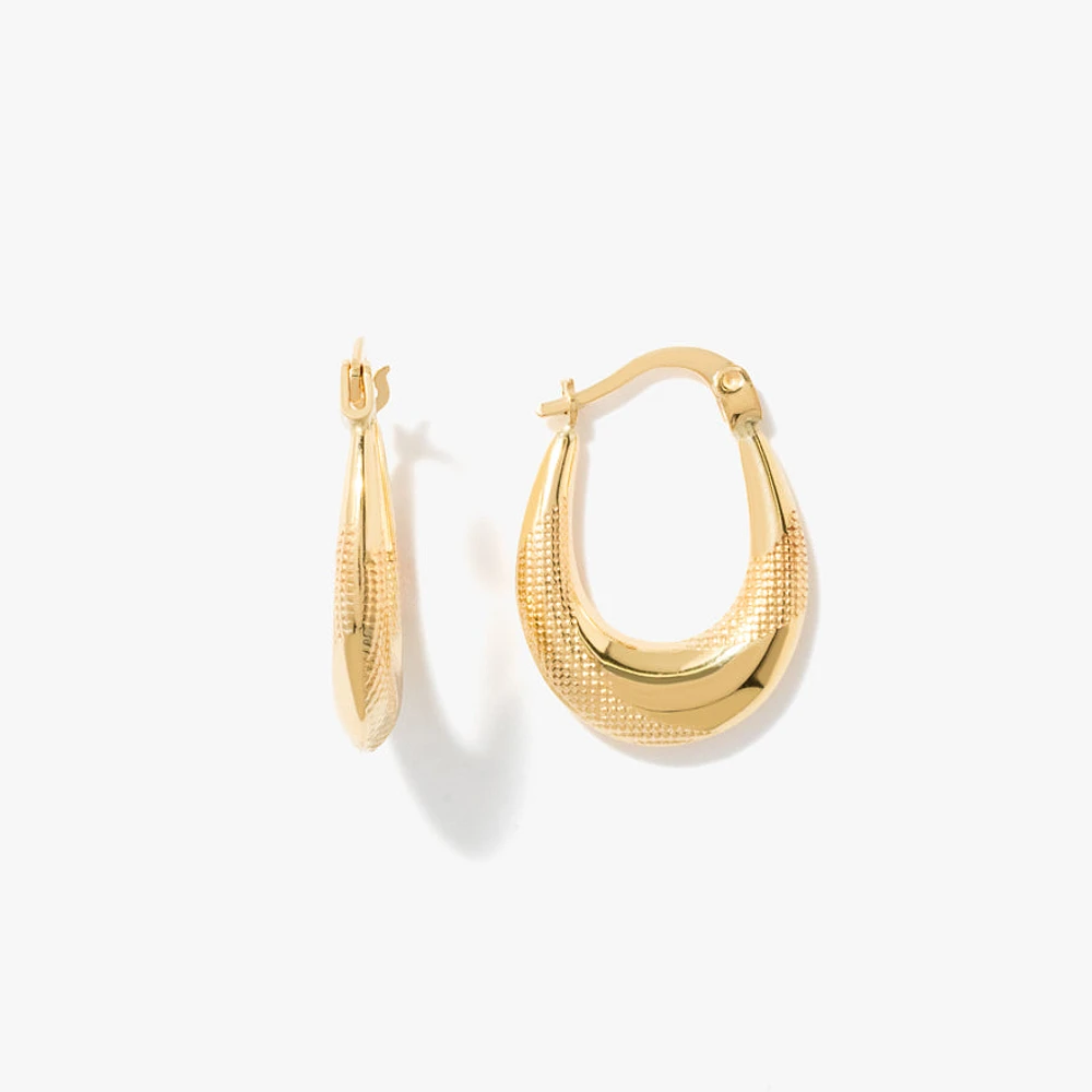 Oval Hoop Earrings in 10K Yellow Gold